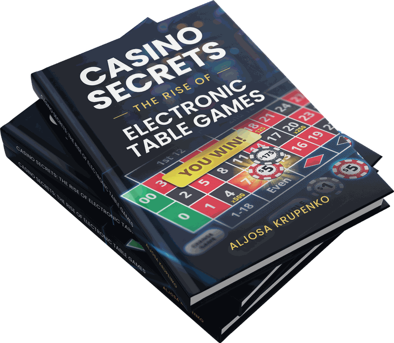 Stack of three hardcover copies of Casino Secrets: The Rise of Electronic Table Games